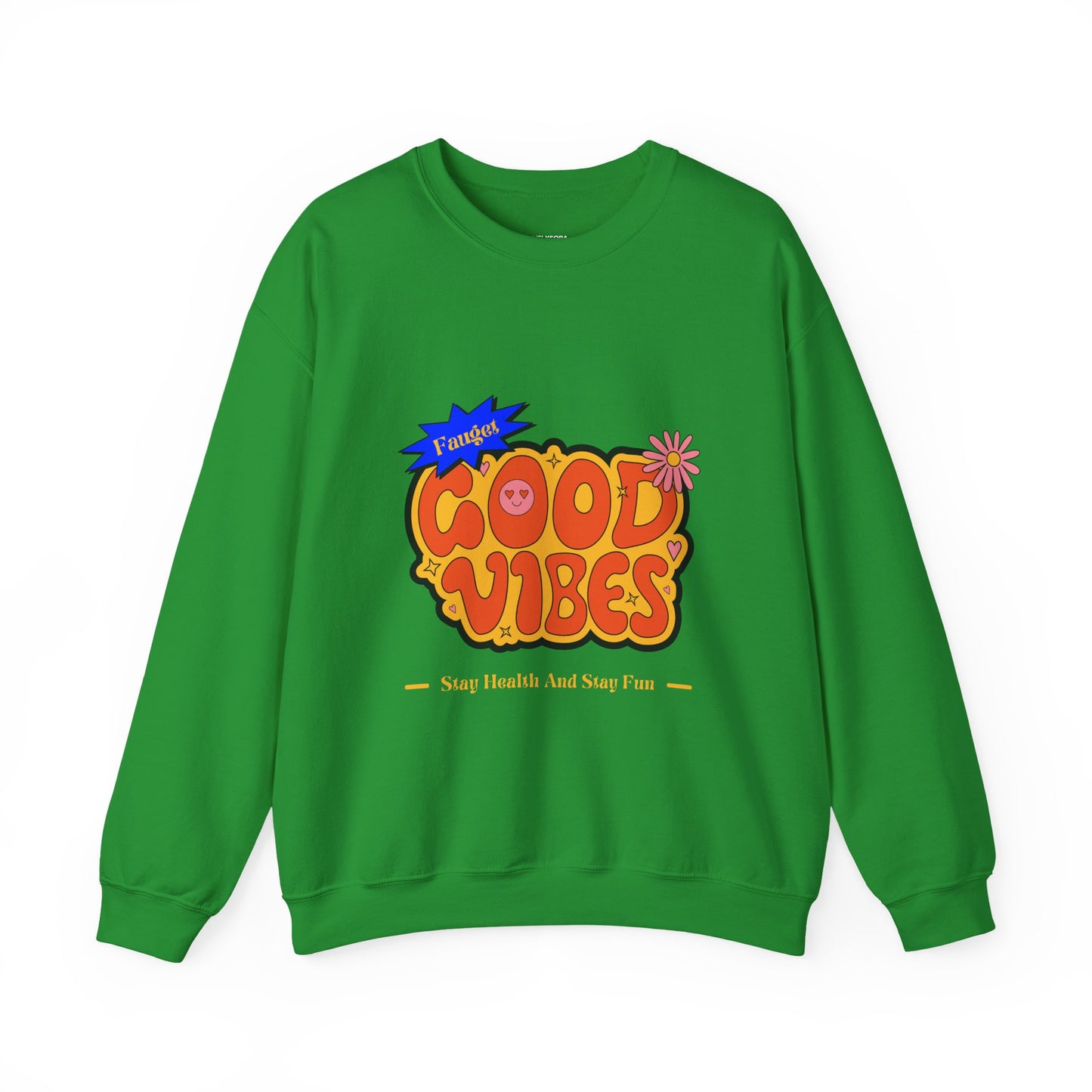 Good Vibes Crewneck Sweatshirt — Retro 70s Psychedelic Graphic