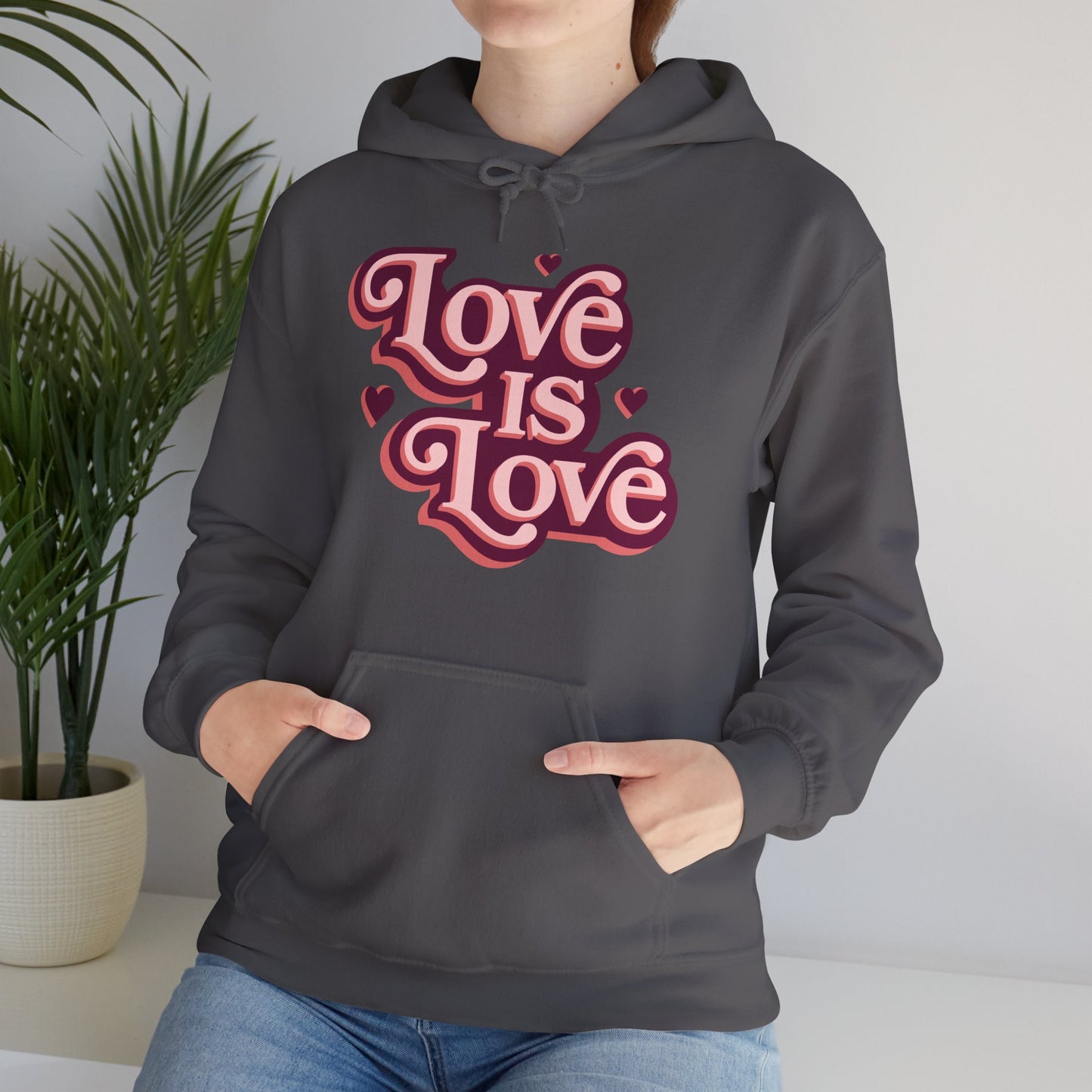 Love Is Love Hoodie — Retro Pink Pride Graphic Hoodie