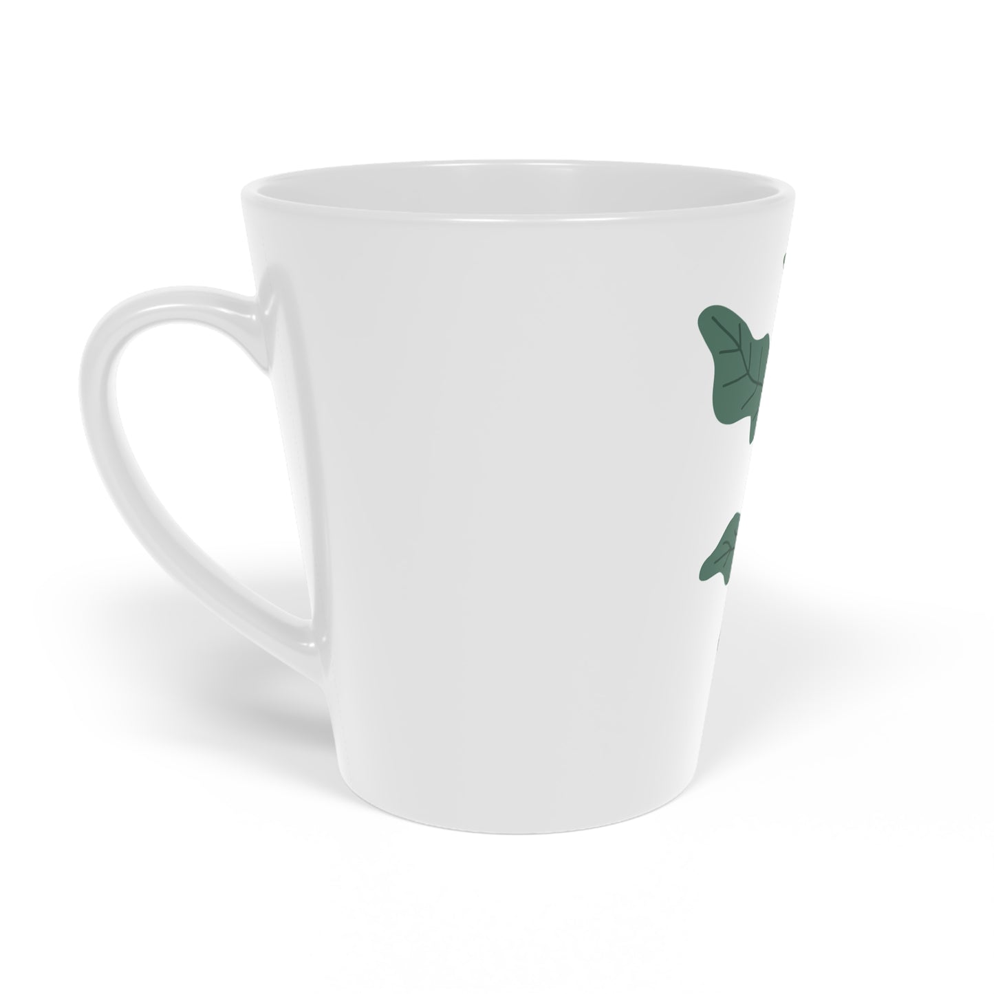 Botanical Greenery Latte Mug – Minimal Leaf Coffee Cup, 12oz