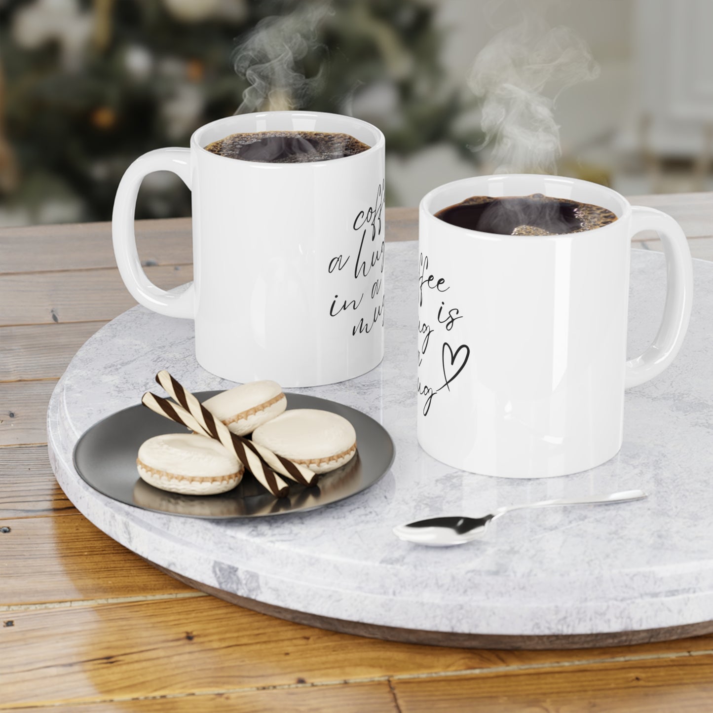 Coffee Is a Hug in a Mug Ceramic Mug — Cozy Script Coffee Cup (11/15/20oz)