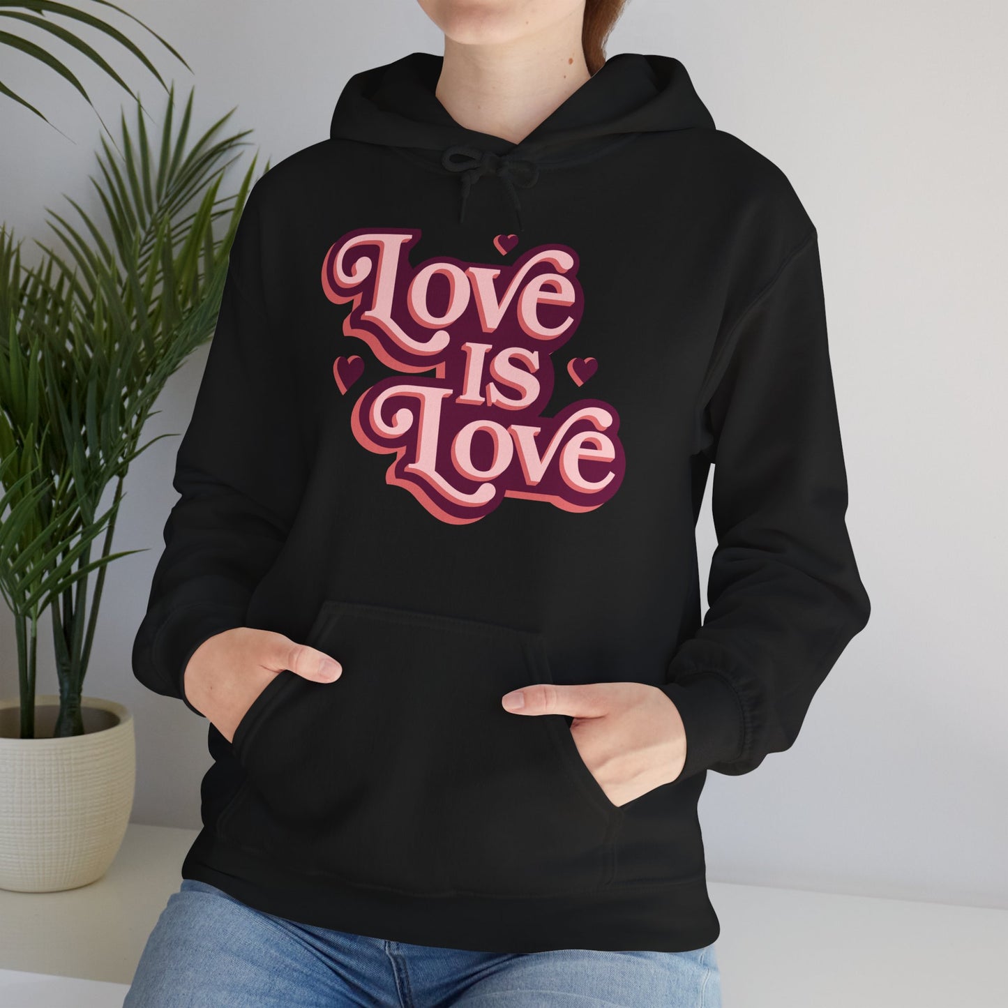 Love Is Love Hoodie — Retro Pink Pride Graphic Hoodie