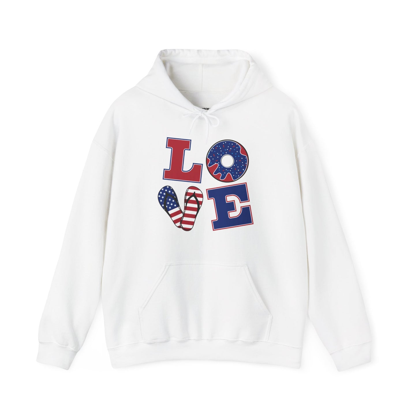 Patriotic 'LOVE' Hoodie – American Flag Stars & Stripes Sweatshirt
