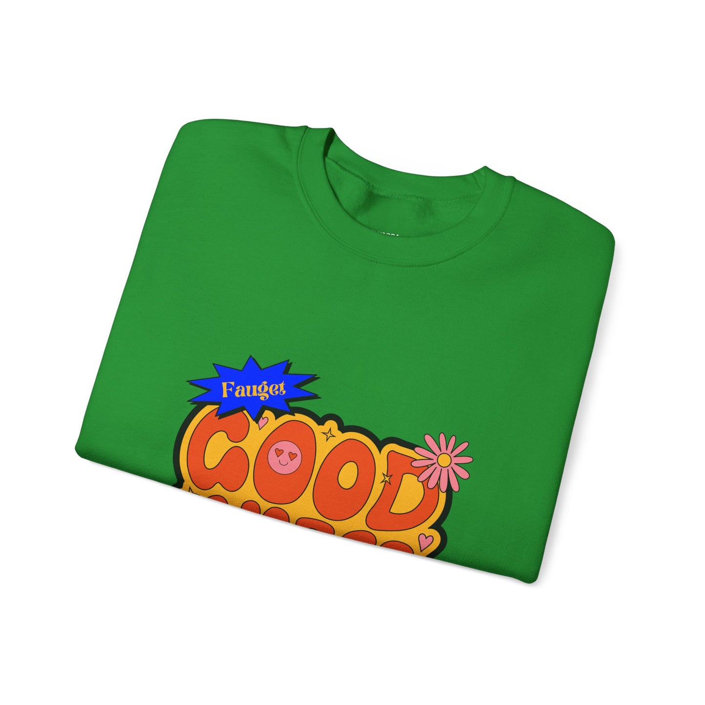 Good Vibes Crewneck Sweatshirt — Retro 70s Psychedelic Graphic