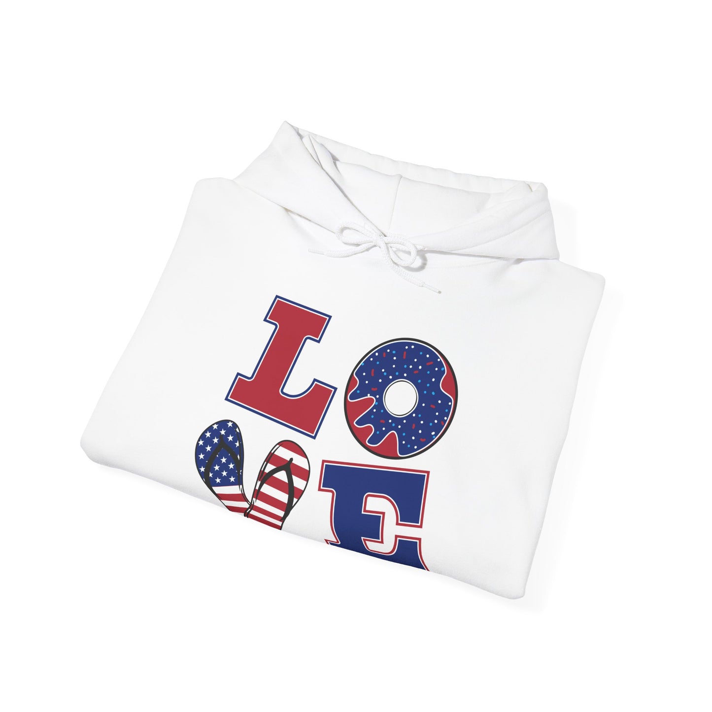 Patriotic 'LOVE' Hoodie – American Flag Stars & Stripes Sweatshirt