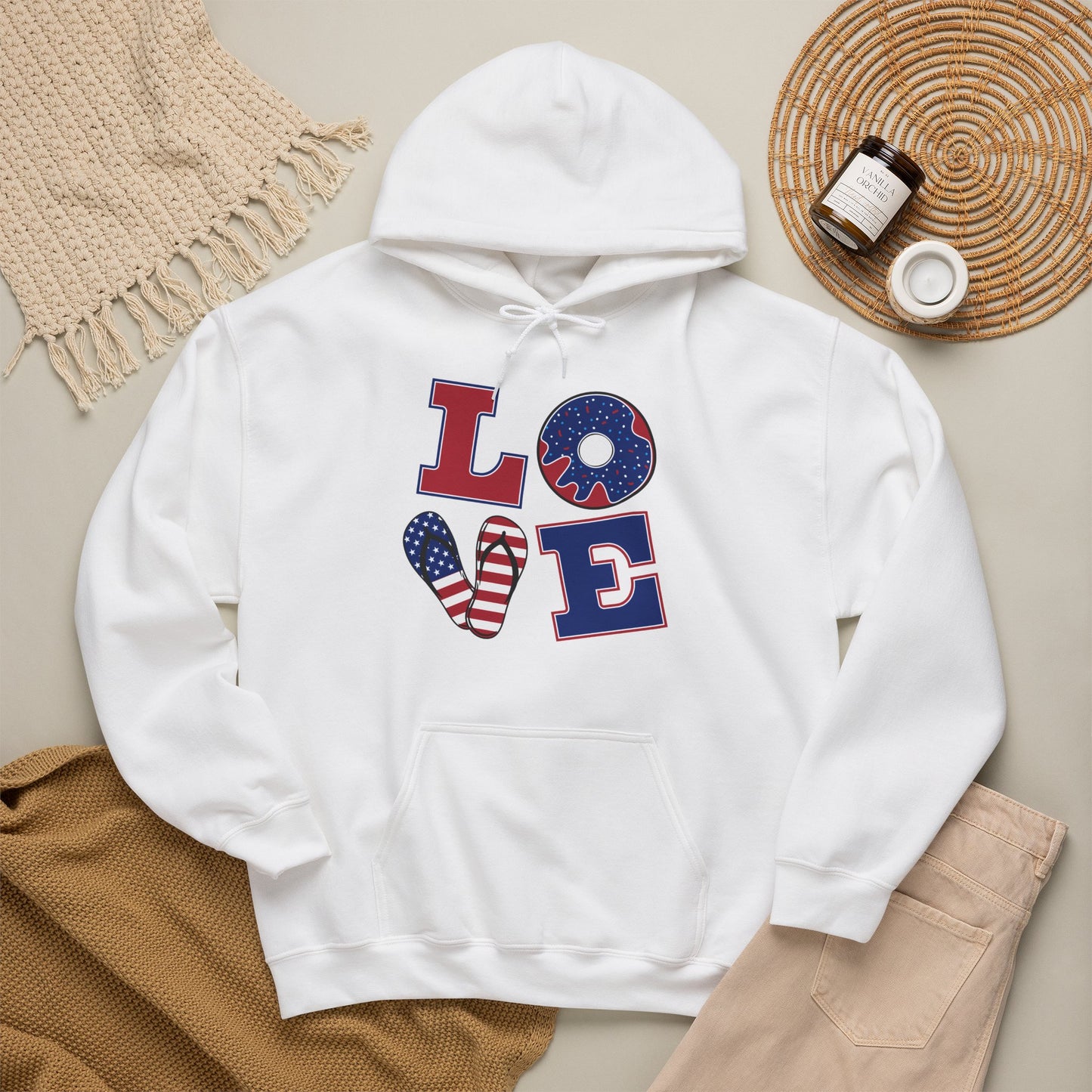 Patriotic 'LOVE' Hoodie – American Flag Stars & Stripes Sweatshirt