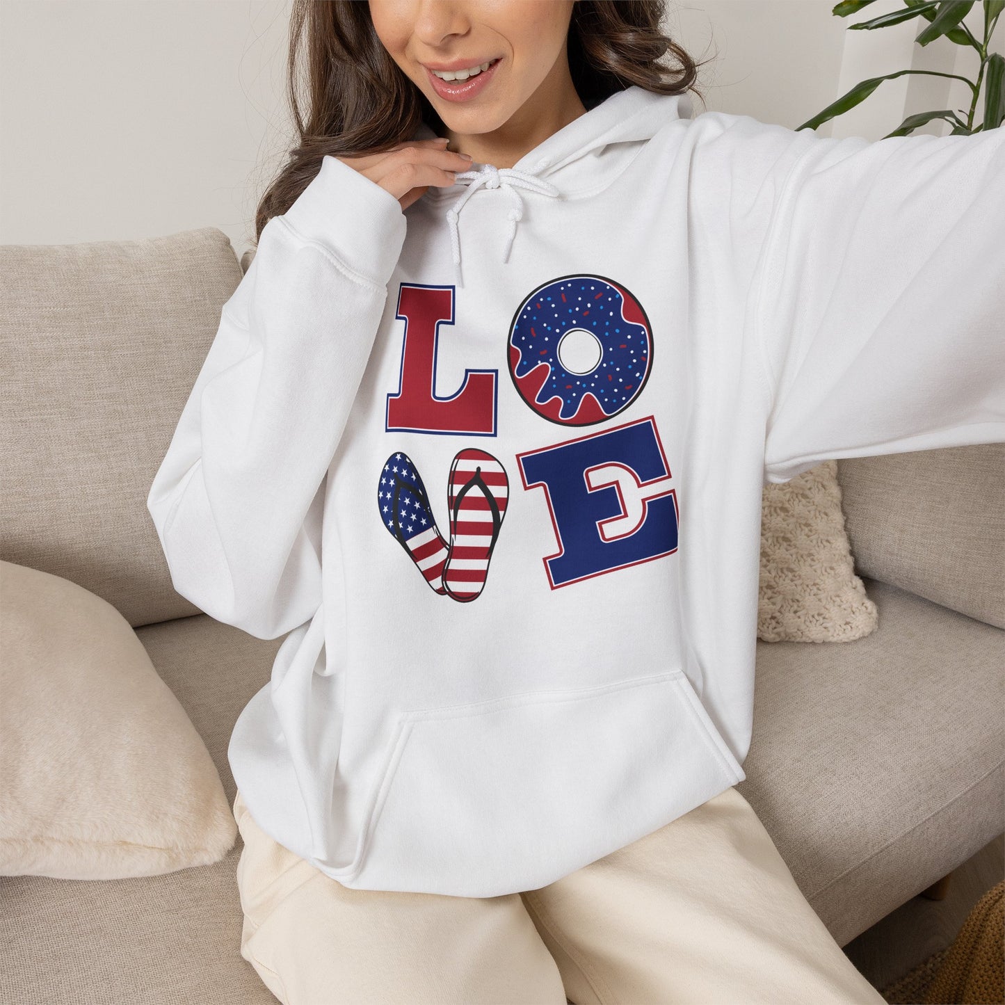 Patriotic 'LOVE' Hoodie – American Flag Stars & Stripes Sweatshirt